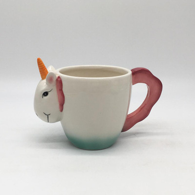 Shaped handle cartoon animal unicorn drink cup foreign trade coffee cup creative 3D ceramic animal cup