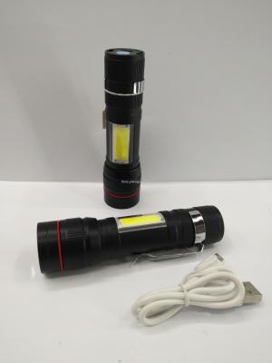 New aluminum flashlight, COB flashlight, USB charging flashlight, outdoor lighting