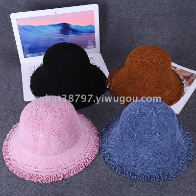 Fisherman's hat female tide autumn and winter Korean version of Japanese is chic little hat of British socialite chenille chic