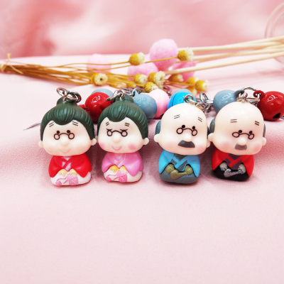 Cartoon grandpa and grandma creative jewelry key chain doll ornaments decorative craft small gifts