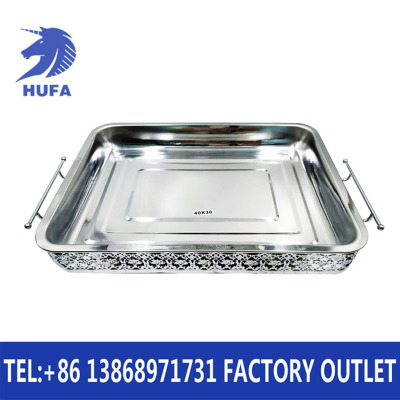 Stainless Steel Rectangular Pattern Double Layer Fish Roasting Plate Fish Roasting Plate Hob Outdoor Household Hotel Alcohol Barbecue Grill