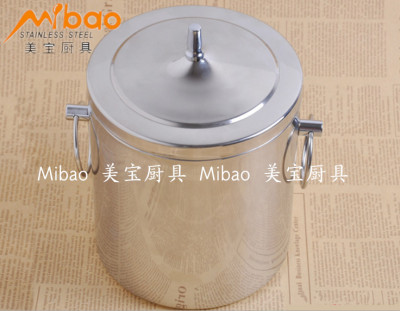 Thickened stainless steel double-layer ice bucket with cover portable ice granule bucket heat preservation and cold 