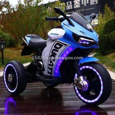 Children's tricycle electric light motorcycle English baby motorcycle toy car