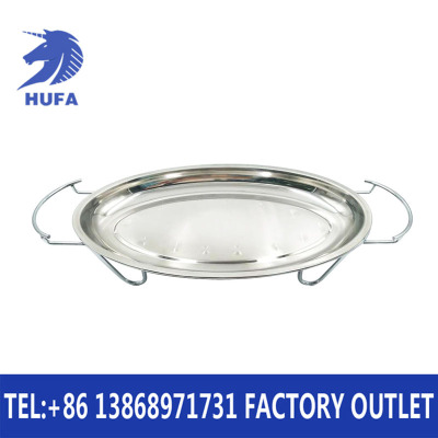 Stainless Steel Egg-Shaped Fish Roasting Plate Hot Pot Stove Oval Alcohol Fish Roasting Plate Hob Smokeless Oven Grilled Fish Dish