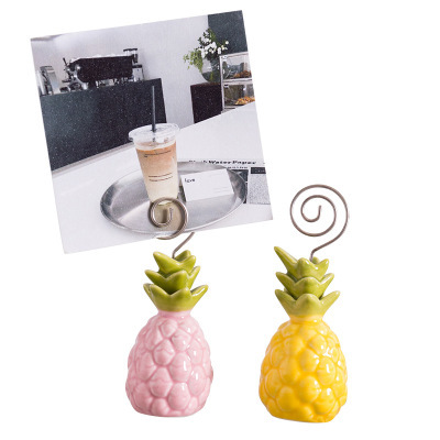 Creative lovely ceramic pineapple card clip dessert shop yogurt shop table girl heart ornaments knick-knacks