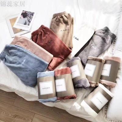 Fairy Warm Pants Hot Selling Double-Sided Coral Fleece Women's Warm Pants Wide Songjinrui Home Wear Pajama Pants Home Wear