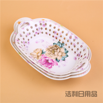 Environmental protection barren amine material fruit plate dense amine tableware fashionable pattern pattern imitation porcelain tableware