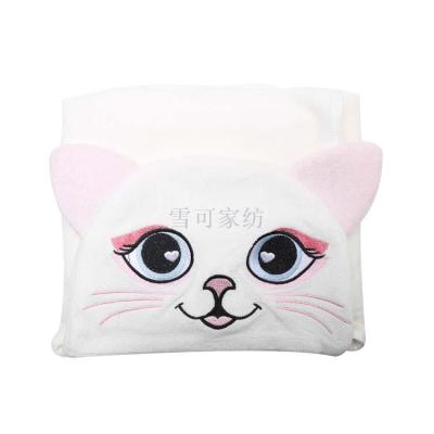 Baby animal shape hooded bath towel 90*90cm bamboo fiber cuddle for kitten and piglet is customized