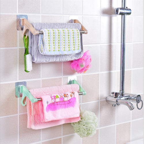 punch-free double rod traceless sticker towel rack bath towel rack bathroom bathroom stainless steel hanging towels bath towel rack sub