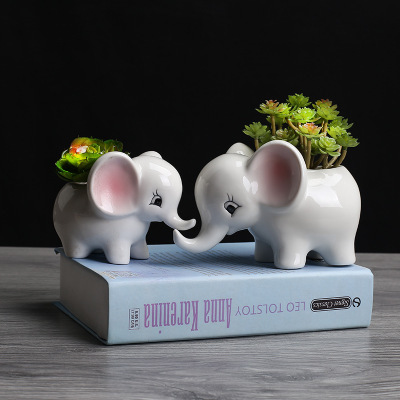 Simple outdoor gardening creative meaty pot elephant art ceramic pot tabletop potted furnishings