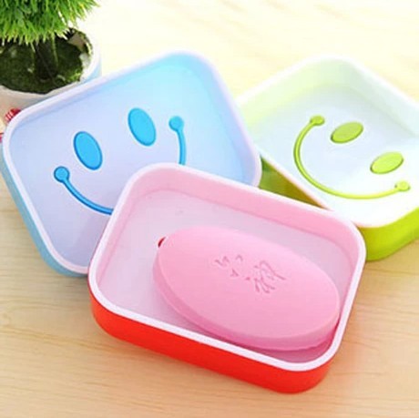 a2-71 factory direct bathroom supplies smiley cute plastic double-layer soap box double-grid draining soap box