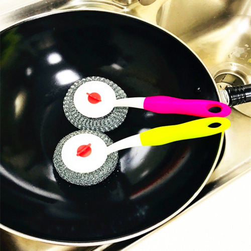 kitchen hanging cleaning brush creative long handle steel wire ball brush oil removal dish brush dishwashing brush wholesale