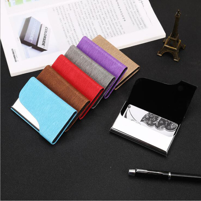 Business gift new style stainless steel metal business card box aluminum alloy creative PU card clip custom LOGO