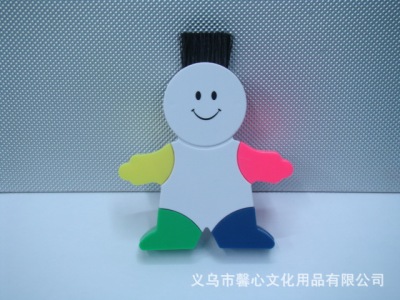 Multi-function doll keyboard brush  small humanoid highlighter comes with keyboard brush four-color modeling highlighter
