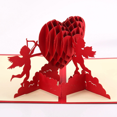 3D greeting card handmade paper carving Cupid's arrow wedding card paper carving empty greeting card