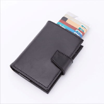 Aluminum alloy wallet automatic pop-up wallet anti-magnetic anti-theft brush metal creative card bag