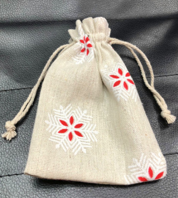 10*14 high mouth snowflake cotton bag with pocket gift bag