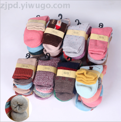 Ladies in autumn and winter thicken turn-down warm towel socks middle tube rabbit wool socks terry socks cartoon cotton