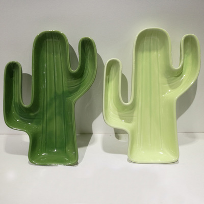 Modern European fashion ceramic special-shaped plate cactus shape ceramic cream plate Sarah plate display plate