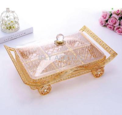 Acrylic dried fruit box high-grade fruit plate golden partition plate Muslim Arab style