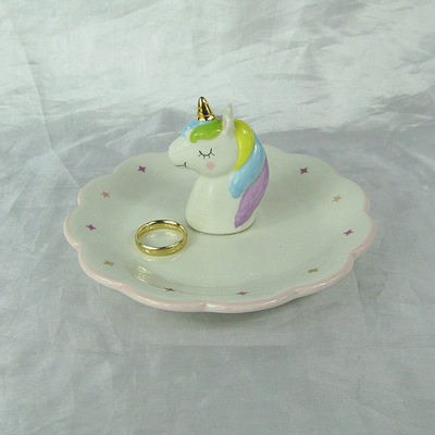 Creative unicorn ceramic plate European cartoon unicorn plate painted unicorn fruit plate candy plate