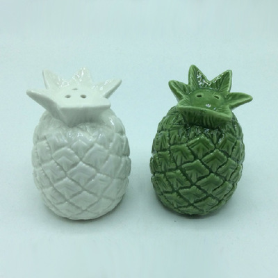 Green ceramic pineapple seasoning pot creative ceramic fruit pepper pot dolomite ceramic pineapple pepper salt pot