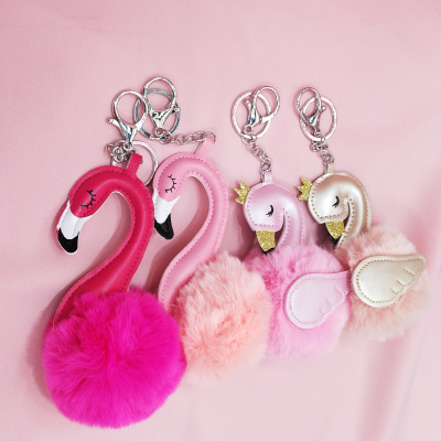 Cartoon flamingo swan key chain doll hanging decoration craft quality male package pendant