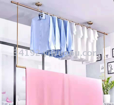 No holes in the hanging rod stretch clothes rack clothes drying treasure