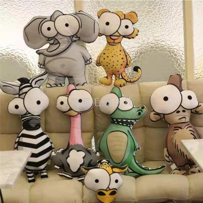 Cartoon forest big eyes animal pillow elephant lion flamingo as as for leaning on the back the children room sofa plush toys