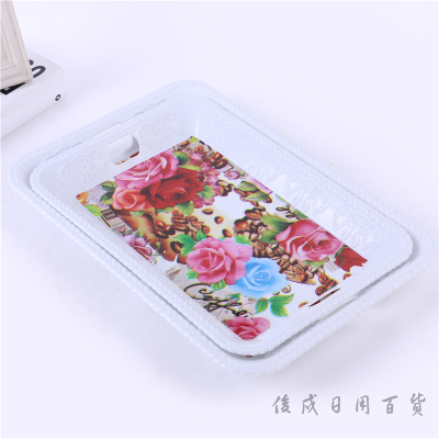 Plastic flower paper engraved rectangular tray fruit tray snacks