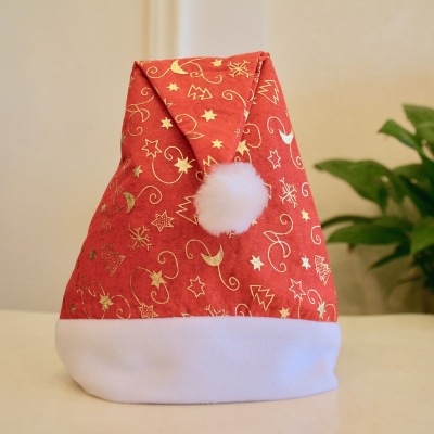 Christmas Decoration Christmas Hat High-Grade Terry Fabric Cap Gauze Bronzing Cap Christmas Headwear Decorative Supplies