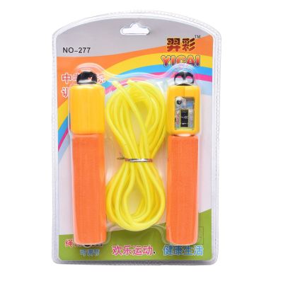 Yi Cai Fitness Sports Equipment Children's Sponge Handle Crystal Rope Skipping Count Cotton Rope Student Skipping Rope W