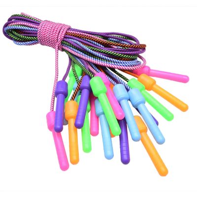 Yi Cai Colorful Plastic Handle Woven Skipping Rope Children's Sports Skipping Rope Plastic Skipping Rope Fitness Equipment Supplies Wholesale