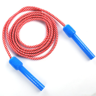 Yi Cai New Children's Outdoor Leisure Skipping Rope Wholesale Exquisite Environmental Protection Two-Color Braided Rope Pp Handle Children's Jumping Rope