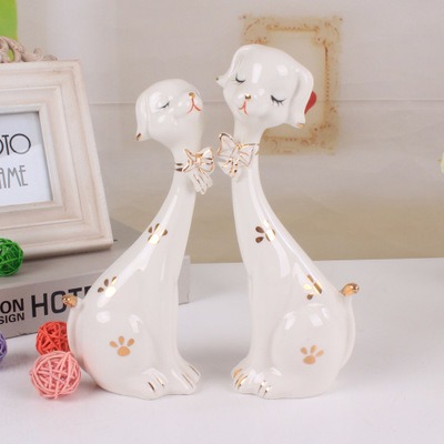 Supply gift lovers plum dog ceramic handicraft creative bridal chamber decoration home decoration furnishings