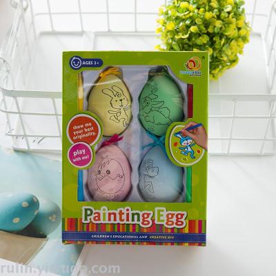Stick painting DIY egg eggs children cartoon painting handmade eggshell children handmade puzzle toys small gifts