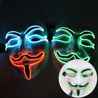 ZD Halloween El Cold Light Luminous Mask V for Vendetta Mask Best Seller in Europe and America Voice Control Custom Factory Direct Sales