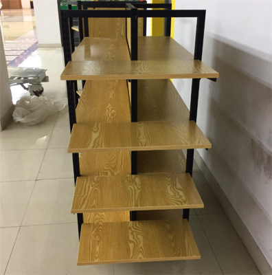 Boutique mother and baby shop double steel and wood shelves without column end, stock, support customization