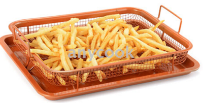 Anycook imitation copper-colored chips plate, chicken wings frying pan, non-stick pan copper crisper