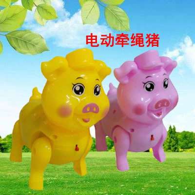 New Year Hot Sale Children's Toy Electric Rope Pig Luminous Band Music Pet Pig Stall Supply Wholesale