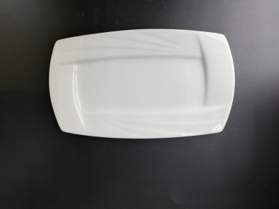 Daily necessities ceramic plate tableware 11 inches long square cross Angle three grain plate