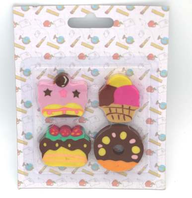4 lovely cake custom rubber sets for children stationery rubber manufacturers