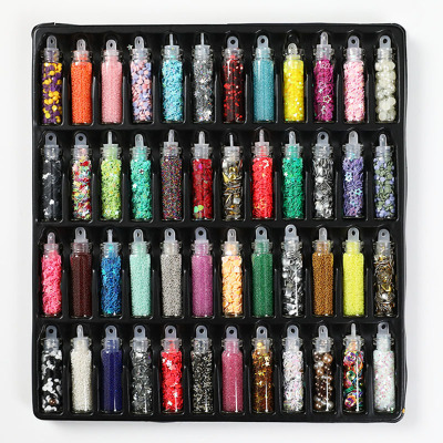 Nail DIY jewelry Nail drill mixed with 48 bottles of combination sequins, steel ball powder rivets, water drill Nail patch set