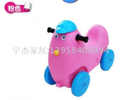 Plastic toys Children's double use of small wooden horse wooden horse yo-yo yo-yo sliding scooter baby four-wheel walk