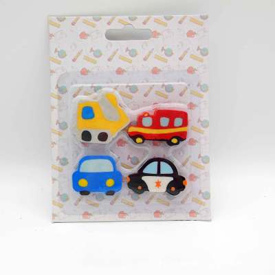 4 cute car rubber sets suction Kakapo holiday style eraser