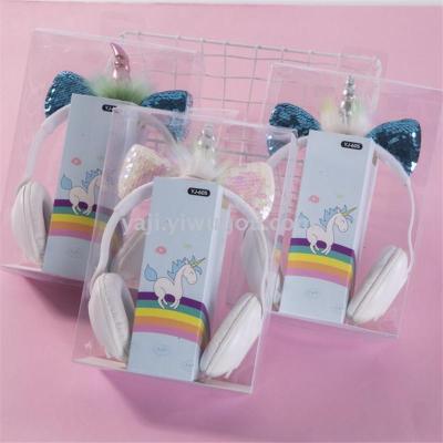 Yj-605 fashionable fur unicorns with plugs and headphones