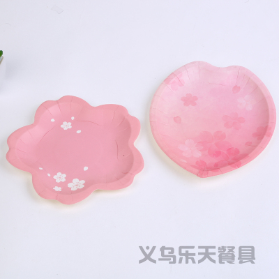 Cherry Blossom Japanese Irregular Plate Disposable Cake Plate Dessert Plate
