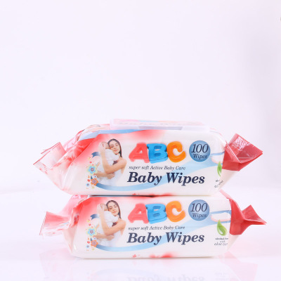 100 sheets ABC bagged with baby cleaning wipes child care wipes embossed with spines