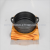 Double ear iron pan round pan induction cooker with wooden pan