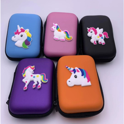 Square earphone bag Eva rainbow white horse zero wallet unicorn earphone bag